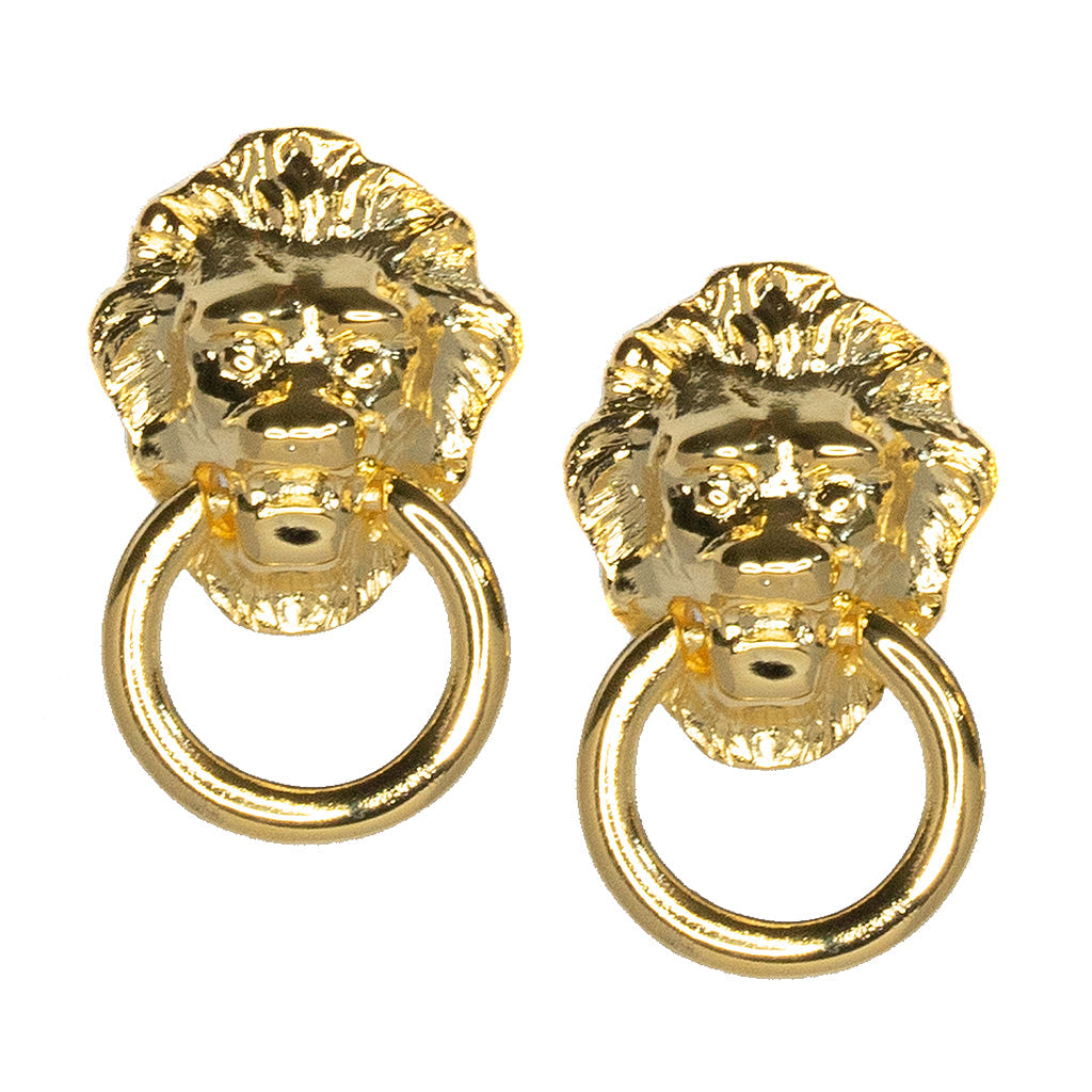 Lion Head Doorknocker Clip-On Earrings