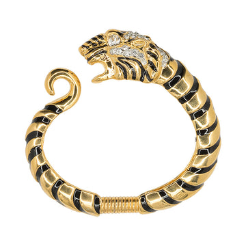 Black & Crystal Tiger Head Bracelet