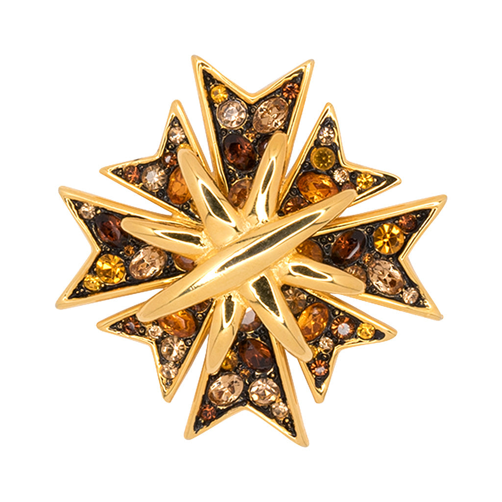 Multi Topaz Maltese Cross Pin