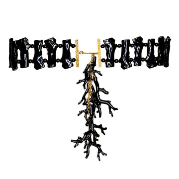 Vintage Gold And Black Coral Belt