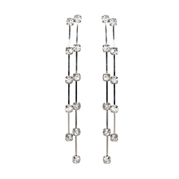 Silver and Crystal Double Row Earrings