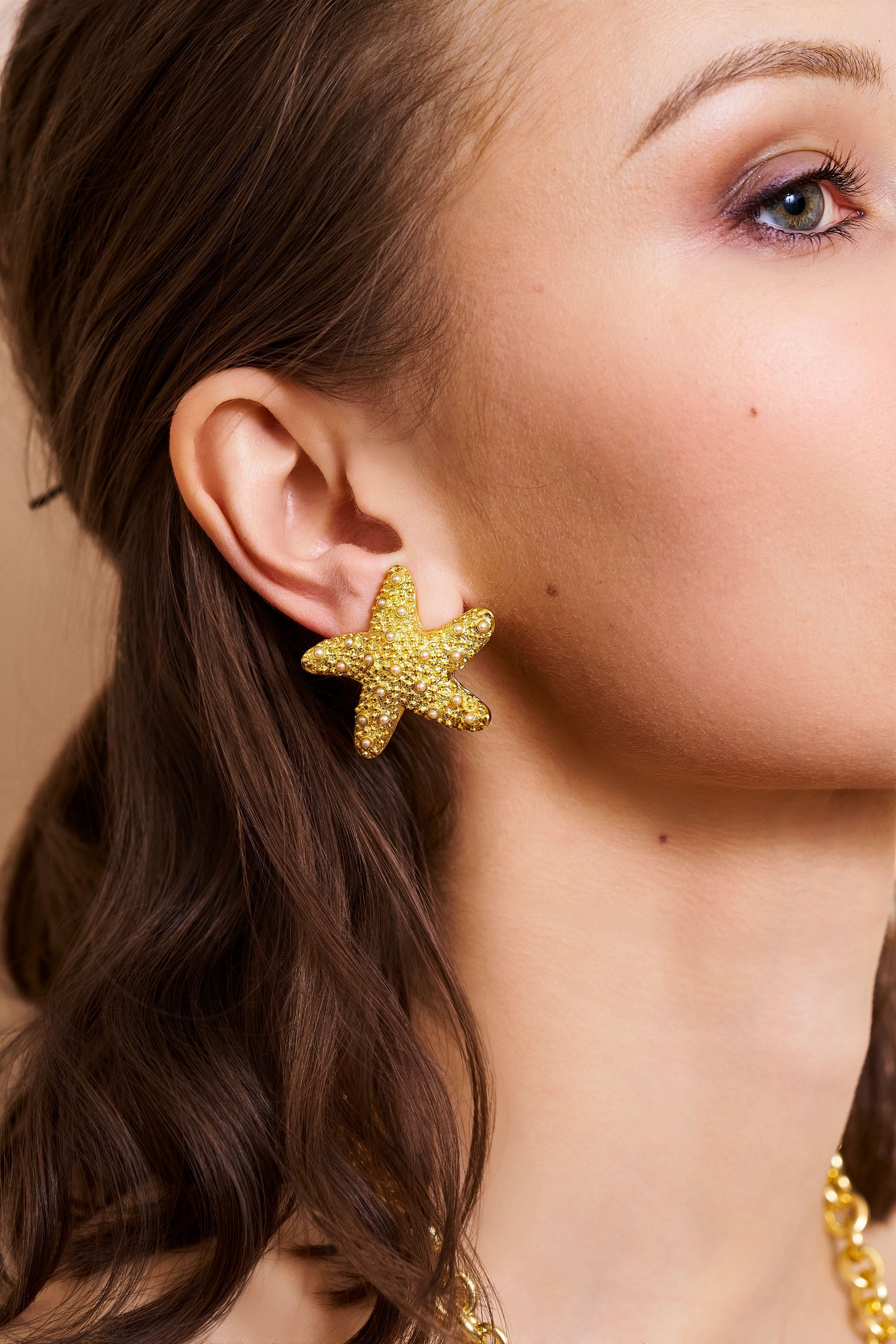 Pearl Starfish Clip-On Earrings