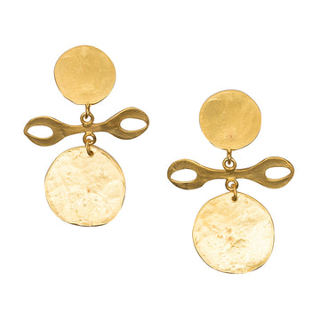 Satin Gold Tribal Clip Earrings
