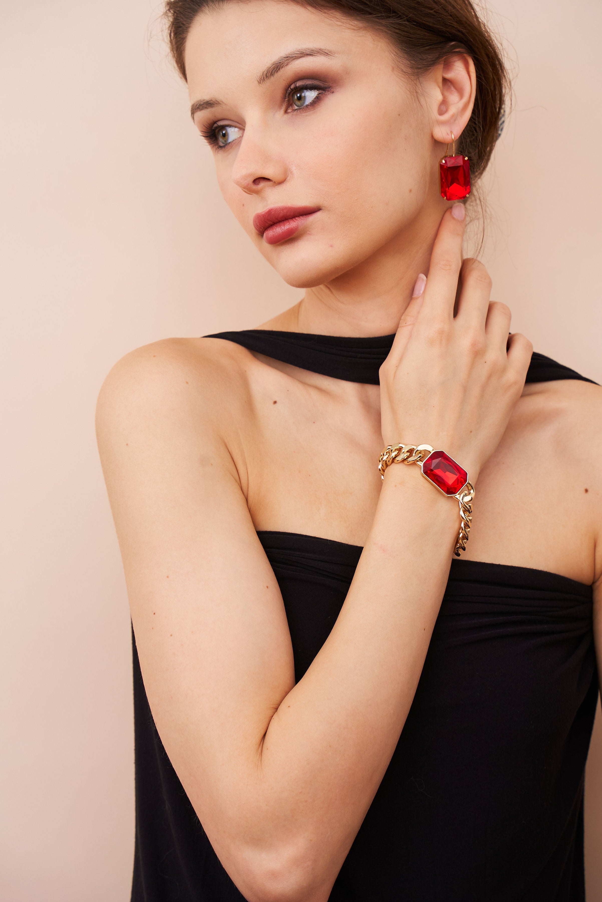 Ruby Octagon Chain Bracelet