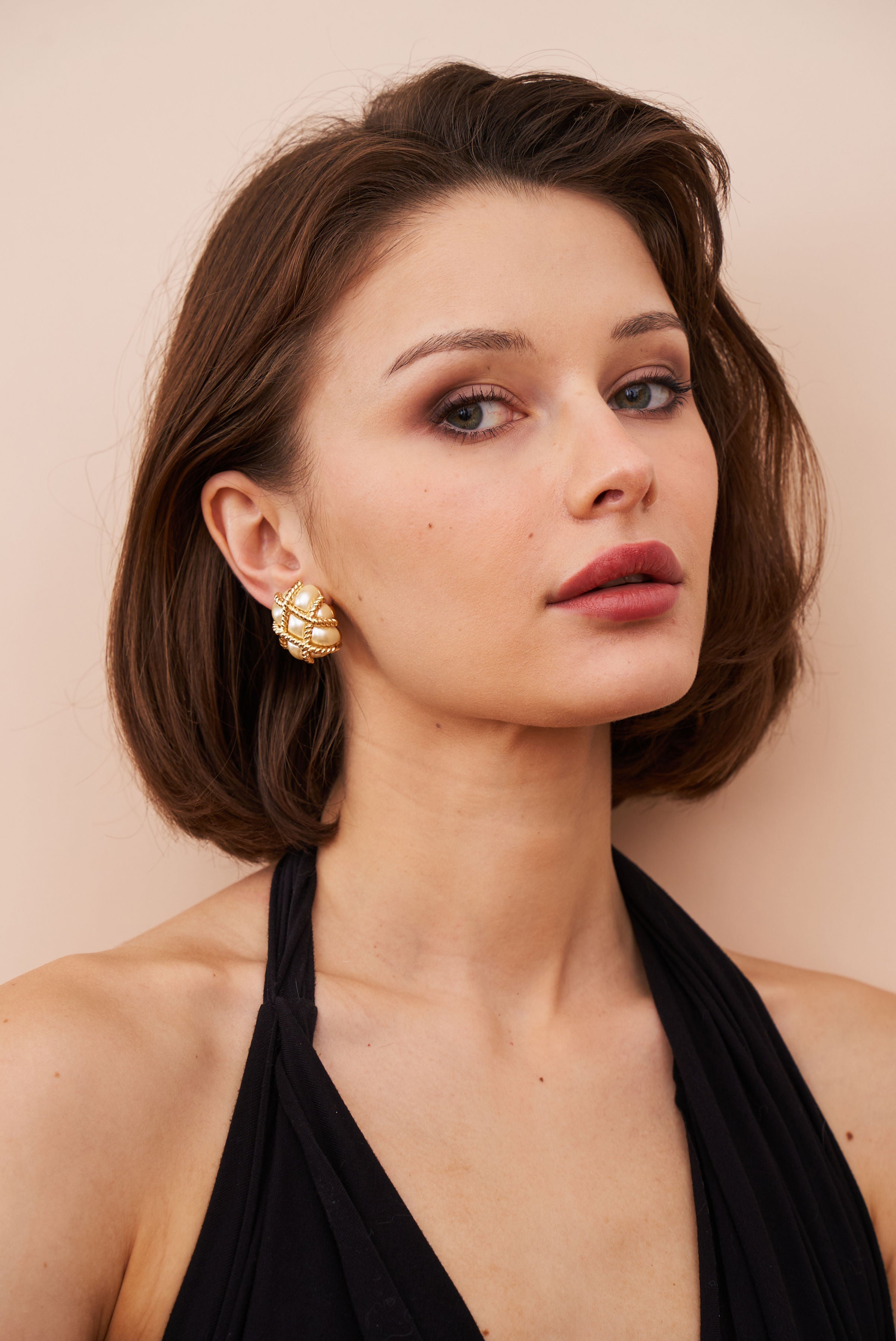 Pearl Quilted Clip Earrings