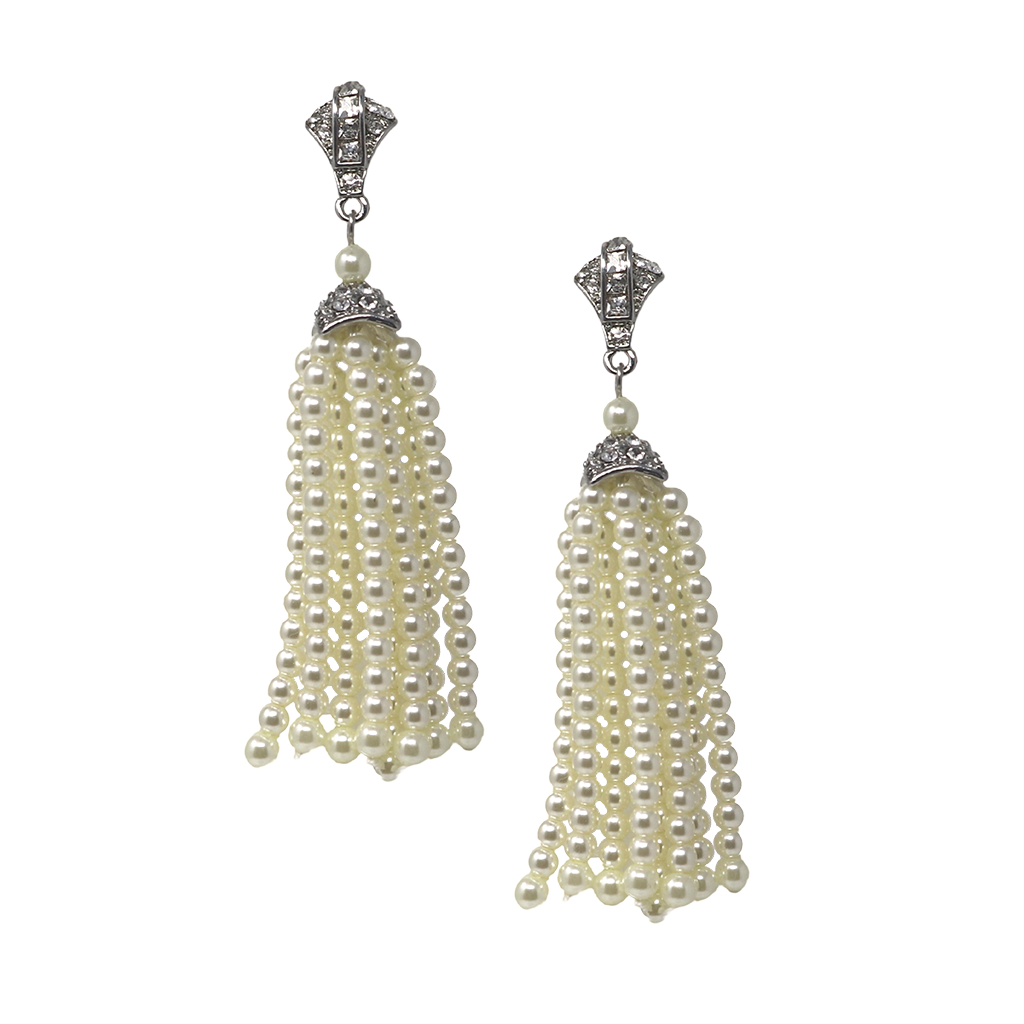 Pearl Tassel Pierced Earrings
