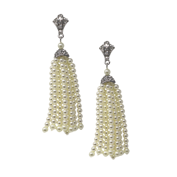 Pearl Tassel Pierced Earrings
