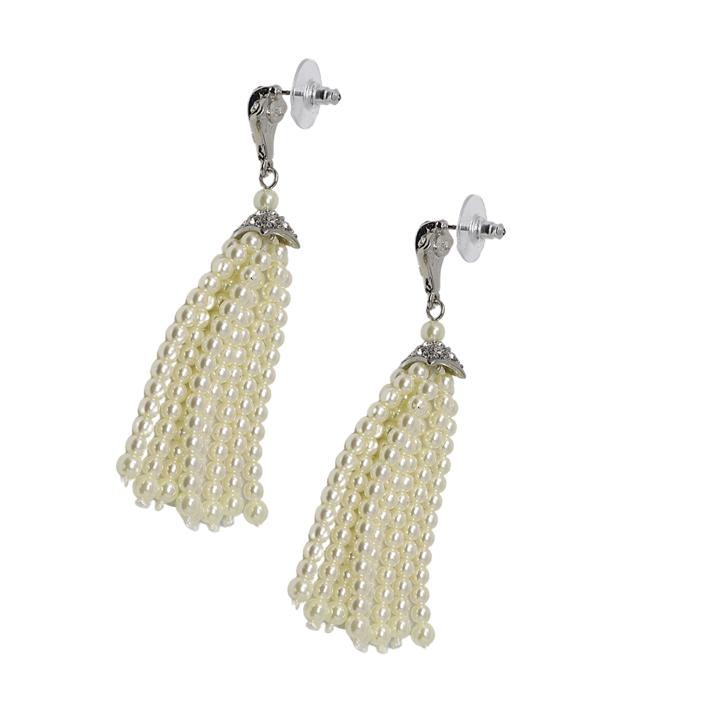 Pearl Tassel Pierced Earrings