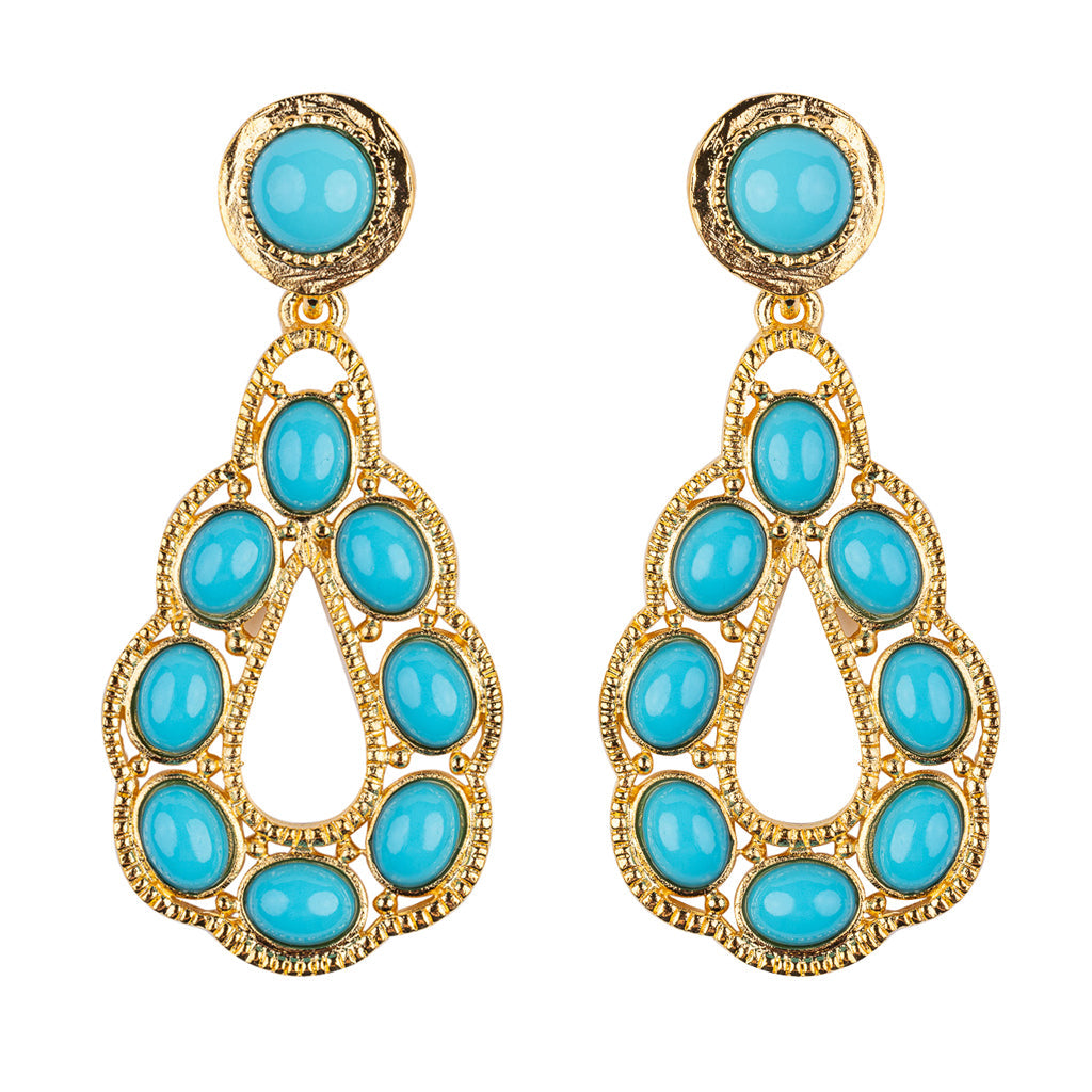 Turquoise Cabochon Drop Pierced Earrings