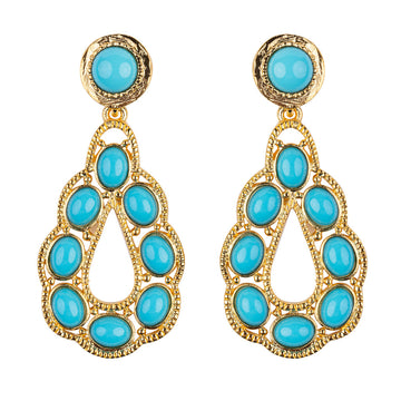 Turquoise Cabochon Drop Pierced Earrings