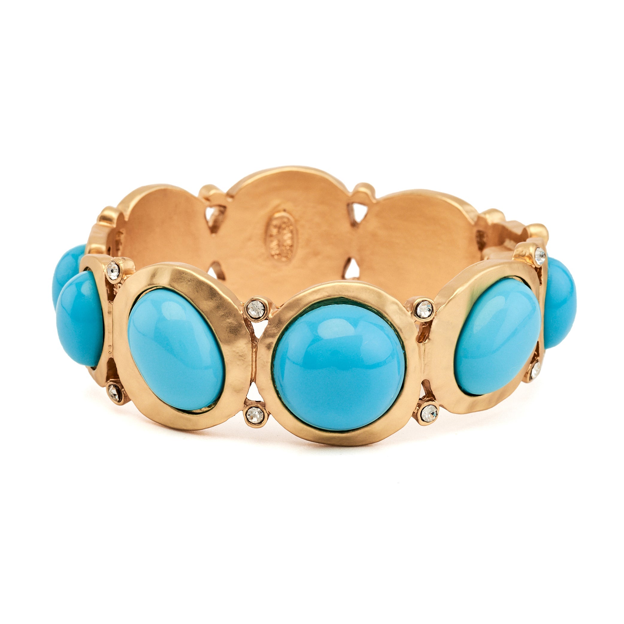 Satin Gold Turquoise Hinged Bangle