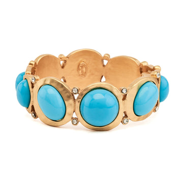 Satin Gold Turquoise Hinged Bangle
