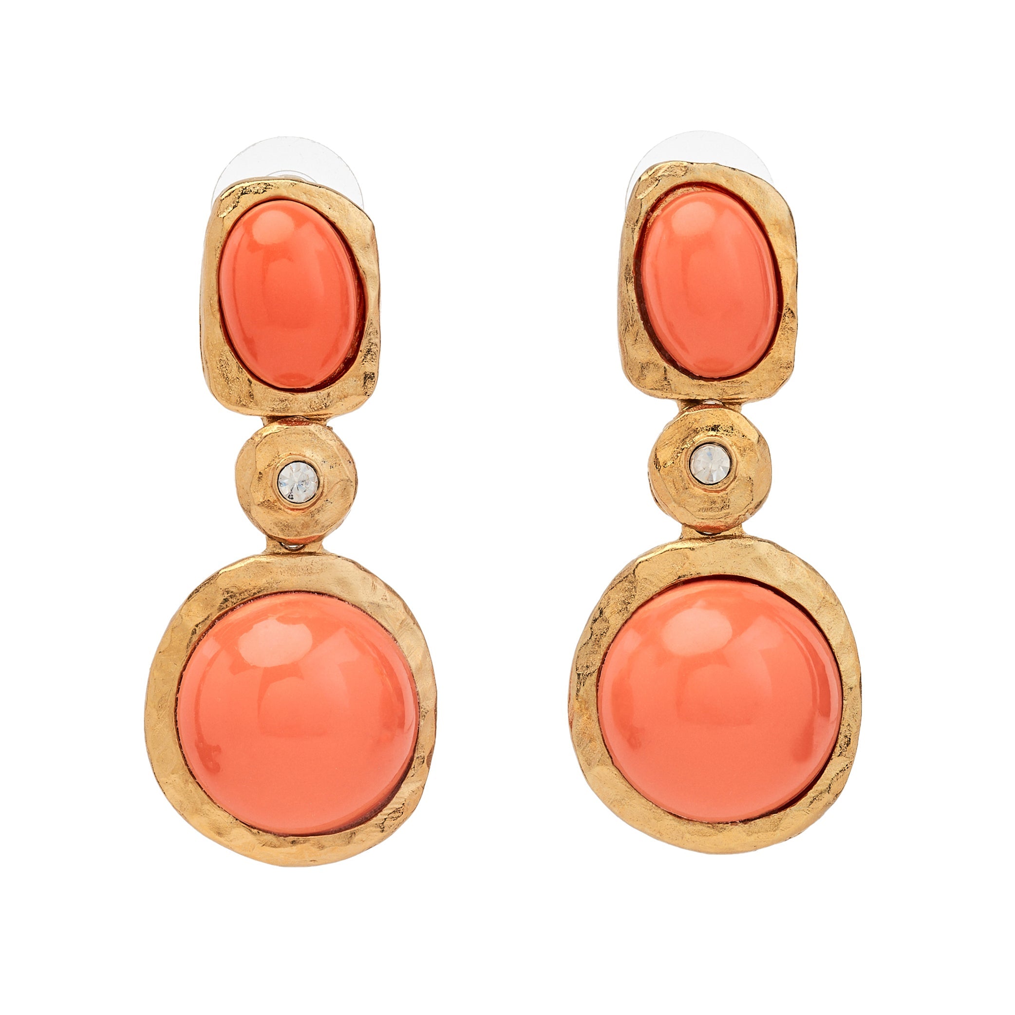 Gold & Coral Drop Earrings