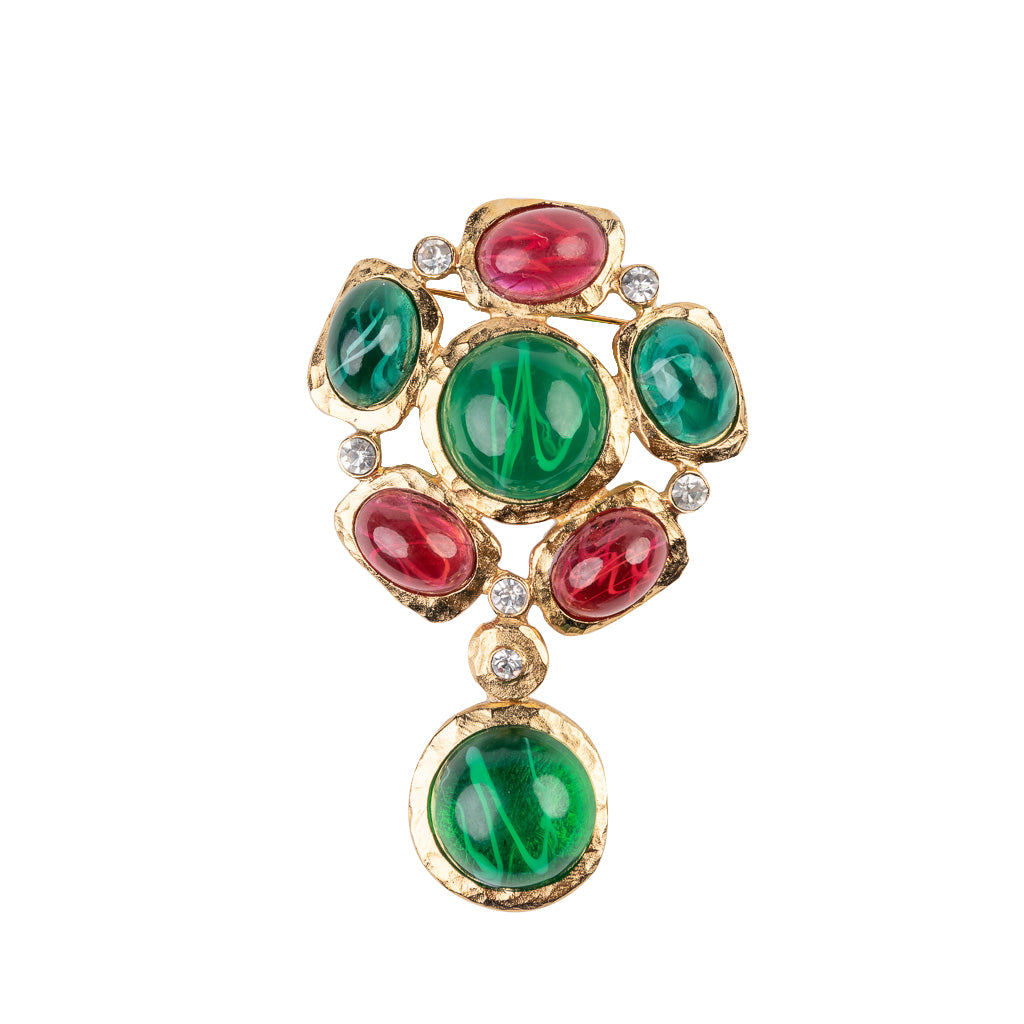Gold and Crystal Gem Cluster Pin