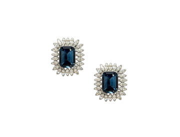Sapphire and Clear Crystal Clip Earring