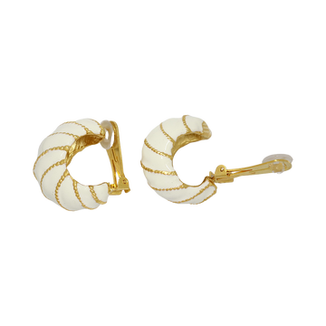 White Twist Rope Hoop Earring