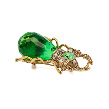Antique Gold and Peridot Beetle Pin