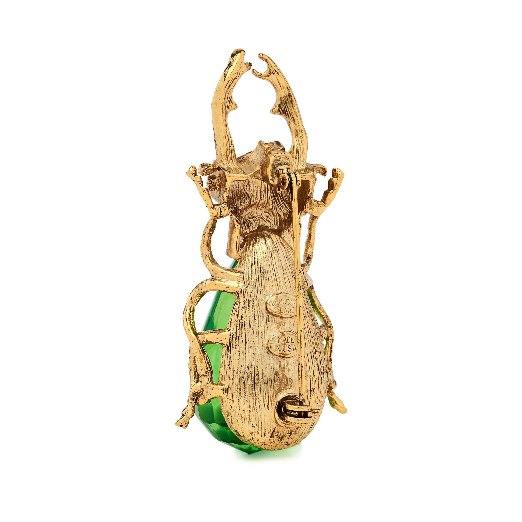 Antique Gold and Peridot Beetle Pin