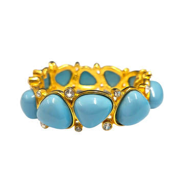 Turquoise and Crystal Hinged Bracelet
