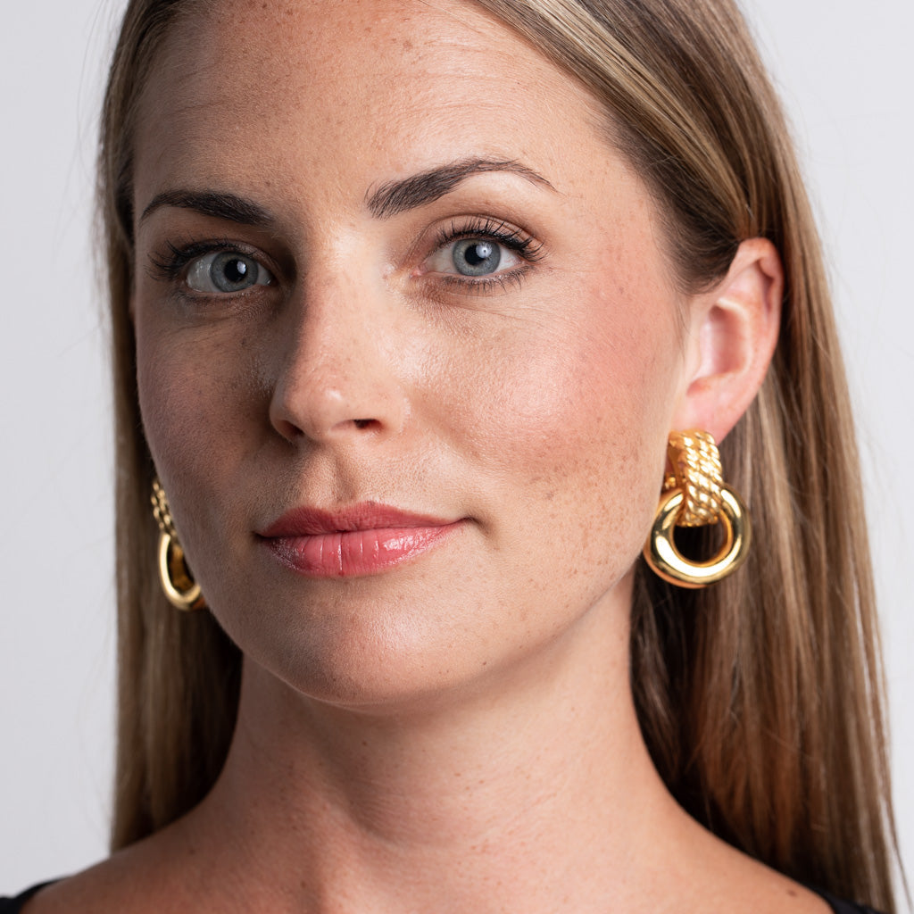 Gold Door Knocker Clip-On Earrings