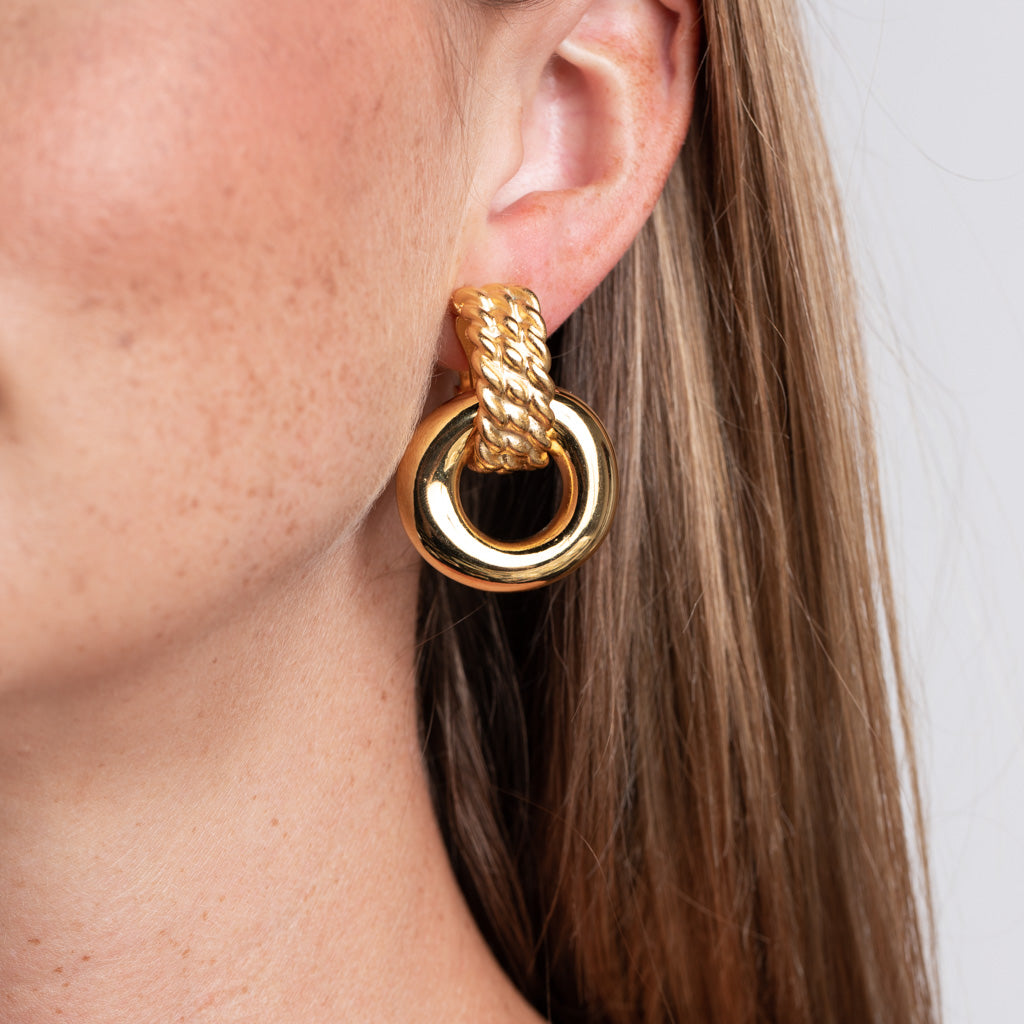 Gold Door Knocker Clip-On Earrings