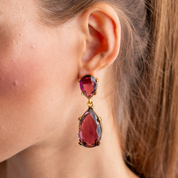 Amethyst and Gold Teardrop Earrings