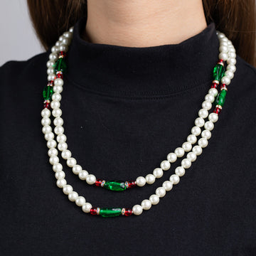 Pearl, Emerald and Ruby Necklace