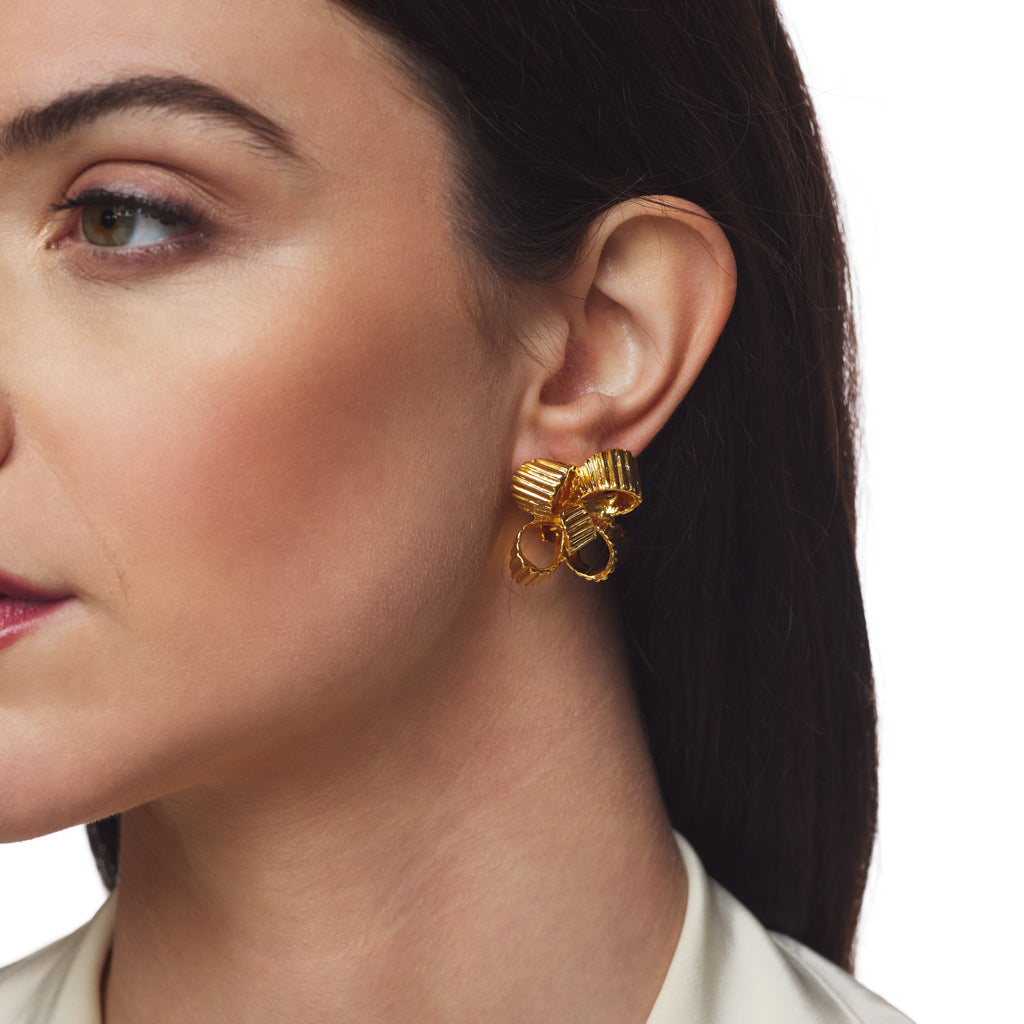 Polished Gold Bow Clip-On Earring