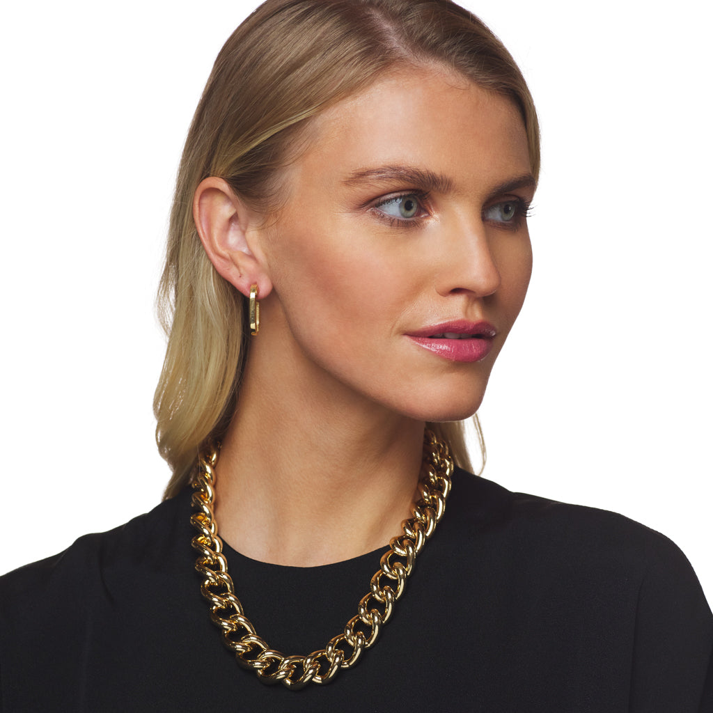 Polished Gold Chain Necklace with Toggle Clasp
