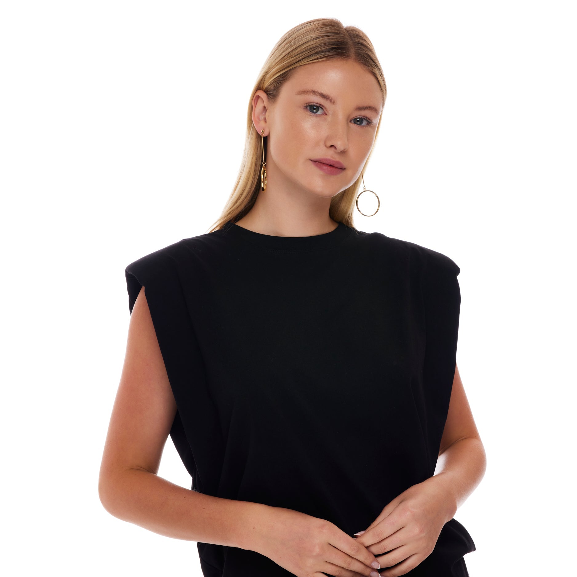 Polished Gold Circle Drop Earring