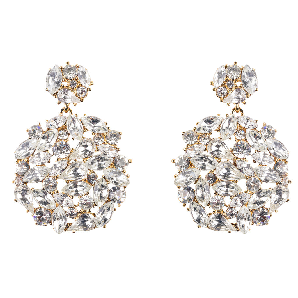 Crystal Cluster Pierced Drop Earrings