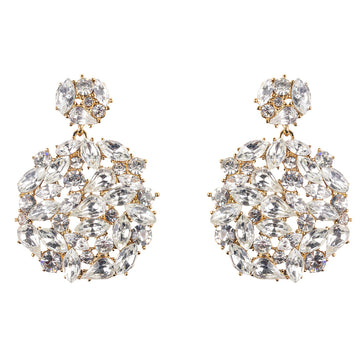 Crystal Cluster Pierced Drop Earrings