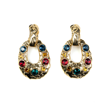 Gemstone Oval Clip Earrings