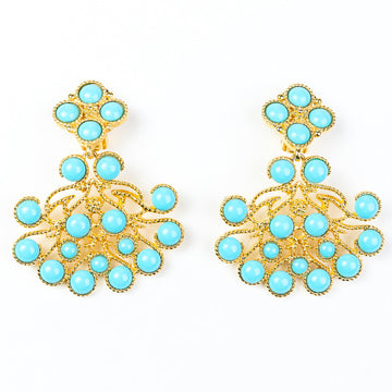 Turquoise Cabochons Clip Earrings