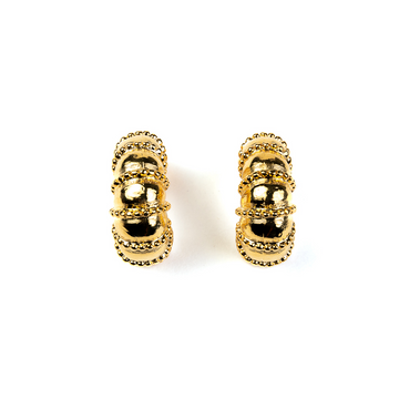 Gold Textured Hoop Clip Earrings
