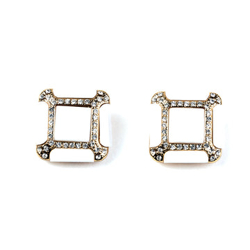 White Square Clip Earrings