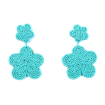 Turquoise Bead Flower Earrings