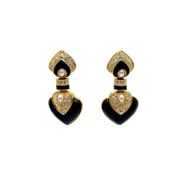 Black Drop Heart Clip Earrings