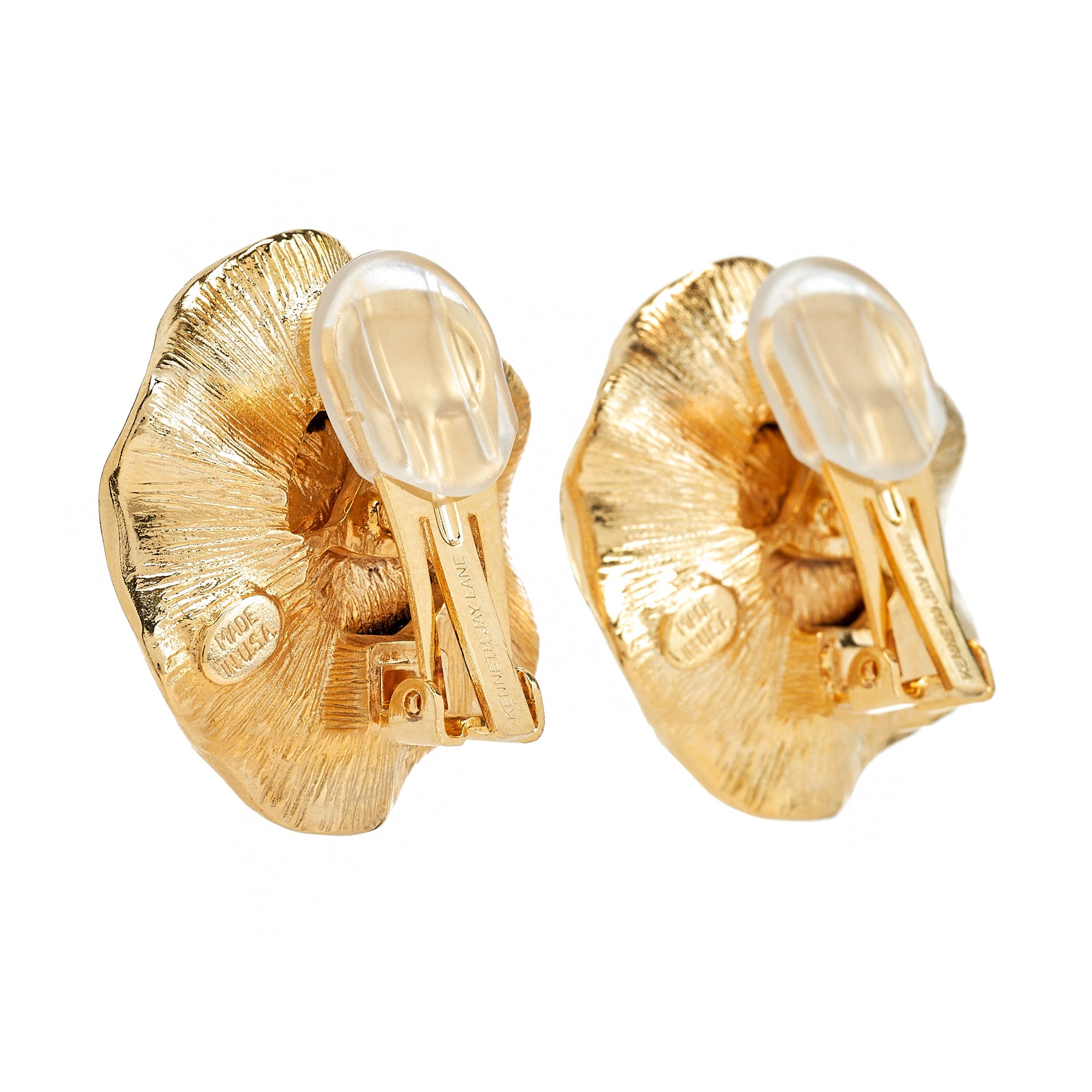 Black Enamel Flower Clip-On Earrings