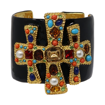 Black Enamel Gemstone Cuff