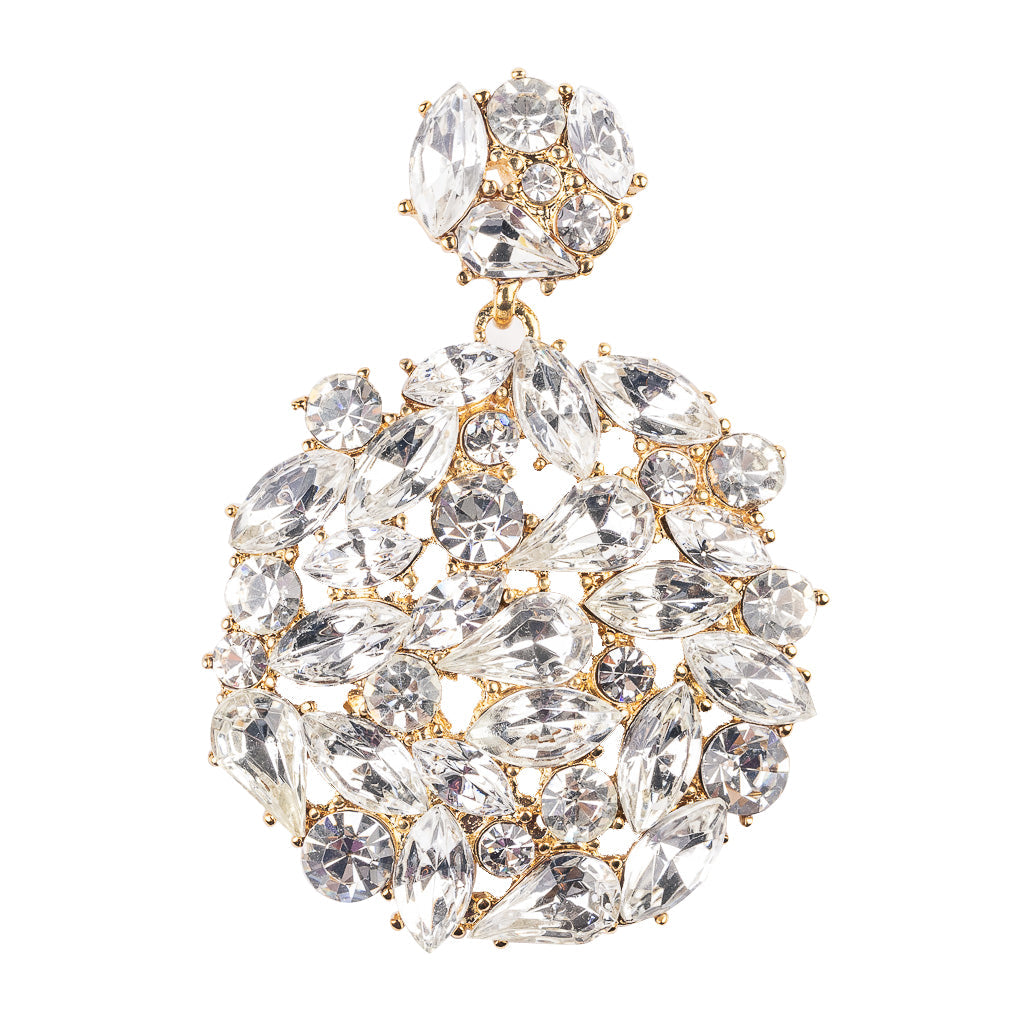 Crystal Cluster Pierced Drop Earrings