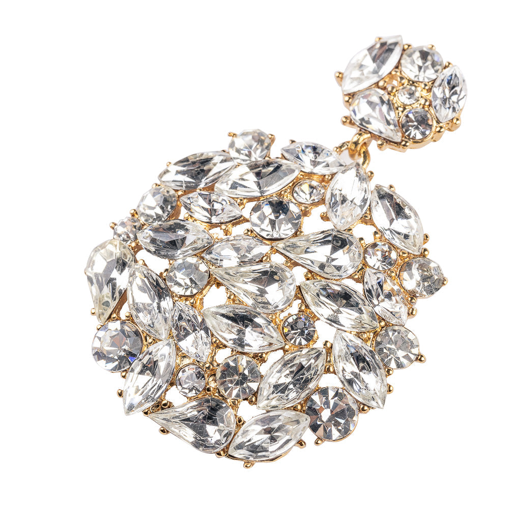 Crystal Cluster Pierced Drop Earrings