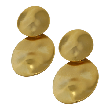 Satin Gold Dimpled Disc Pierced Earrings