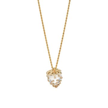 Gold Studded Crystal Strawberry Necklace