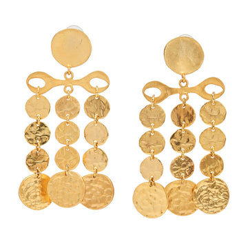 Gold Multi-Row Coin Clip Earrings