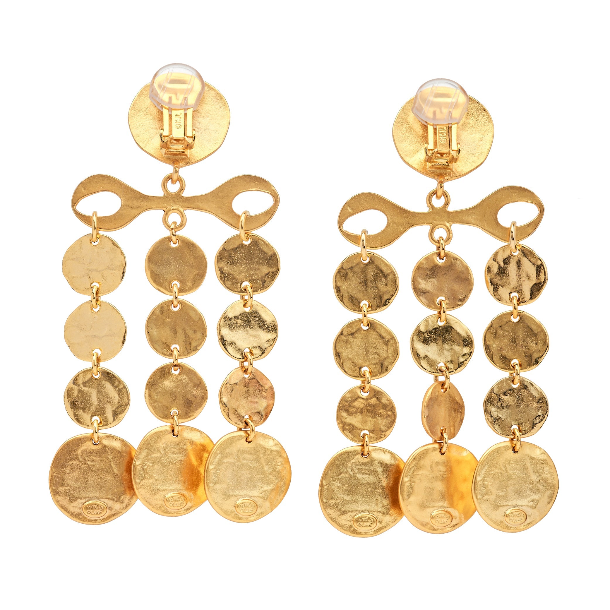 Gold Multi-Row Coin Clip Earrings