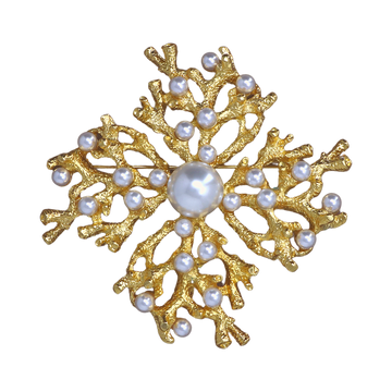 Satin Gold & Pearls Branch Pin