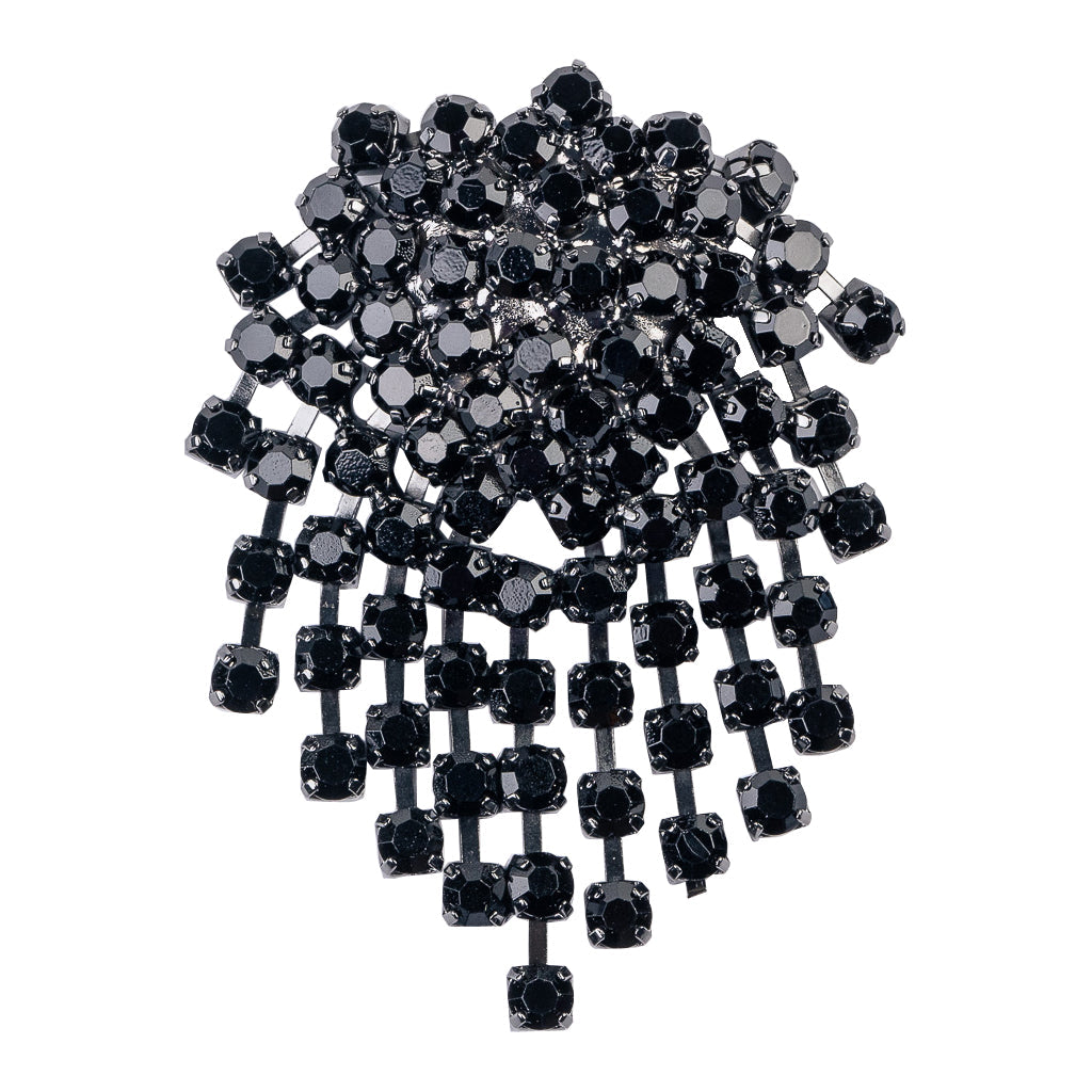 Gunmetal and Jet Cluster Clip Earrings