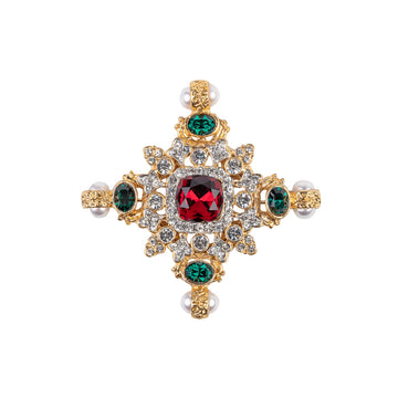Emerald and Ruby Gemstone Pin