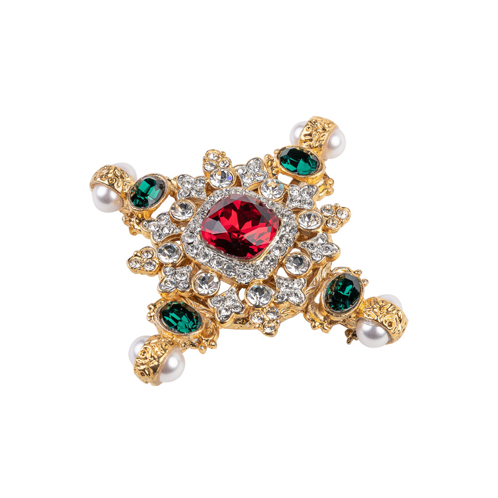 Emerald and Ruby Gemstone Pin